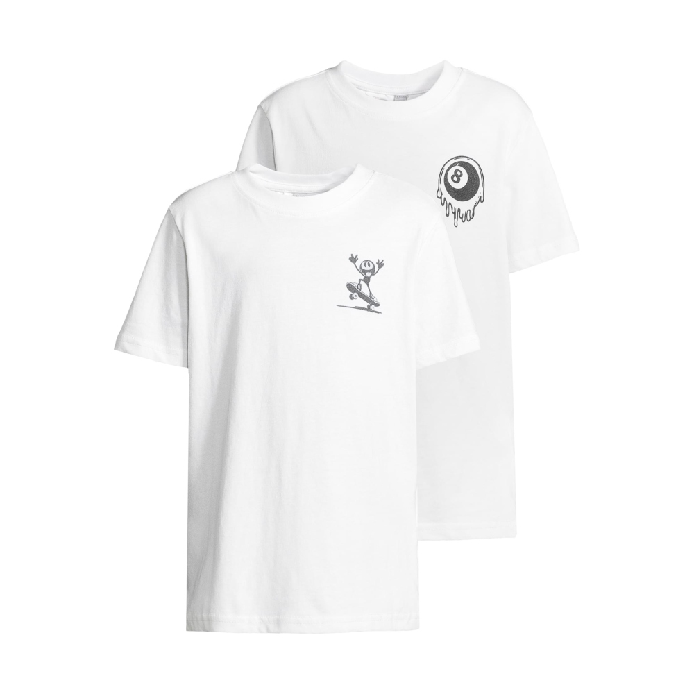 Urban Classics - 2-Pack- Melting 8 Ball & Skater Kids T-shirt - White/White